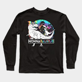 Nonna Saurus Funny Dino Tie Dye Bandana Mother's Day Long Sleeve T-Shirt